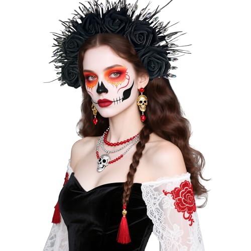 LaVenty Mexikanische Blumenkrone Stirnband Tag der Toten Fiesta Kopfschmuck Cinco De Mayo Party Kostüm Dia de Los Muertos LaVenty Mexikanische Blumenkrone Stirnband Tag der Toten Fiesta Kopfschmuck Cinco De Mayo Party Kostüm Dia de Los Muertos von LaVenty