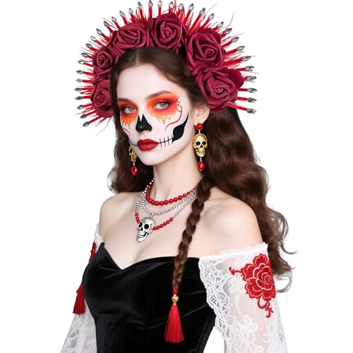 LaVenty Mexikanische Blumenkrone Stirnband Tag der Toten Fiesta Kopfschmuck Cinco De Mayo Party Kostüm Dia de Los Muertos LaVenty Mexikanische Blumenkrone Stirnband Tag der Toten Fiesta Kopfschmuck Cinco De Mayo Party Kostüm Dia de Los Muertos von LaVenty