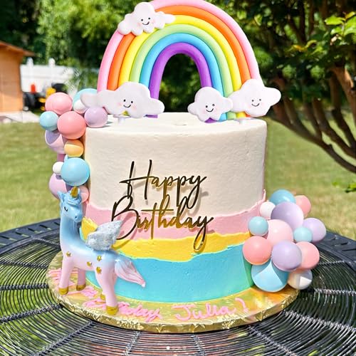 LaVenty Pony Einhorn Kuchendeko Pony Geburtstag Dekoration Regenbogen Kuchen Topper Einhorn Party Gefälligkeiten Regenbogen Geburtstag Dekoration Geburtstag Kuchen Dekoration für Mädchen von LaVenty