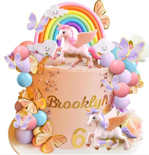 LaVenty Pony Einhorn Kuchendeko Pony Geburtstag Dekoration Regenbogen Kuchen Topper Einhorn Party Gefälligkeiten Regenbogen Geburtstag Dekoration für Mädchen von LaVenty