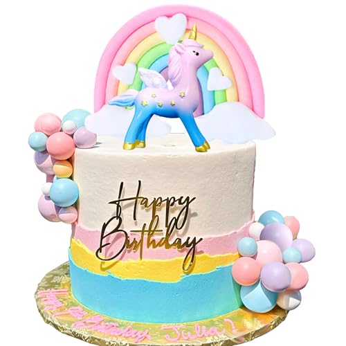 LaVenty Pony Einhorn Kuchendekoration Regenbogen Kuchentopper Pony Geburtstag Dekoration Einhorn Party Favors Regenbogen Geburtstag Dekoration Geburtstagskuchen Dekoration für Mädchen LaVenty Pony Einhorn Kuchendekoration Regenbogen Kuchentopper Pony Geburtstag Dekoration Einhorn Party Favors Regenbogen Geburtstag Dekoration Geburtstagskuchen Dekoration für Mädchen von LaVenty