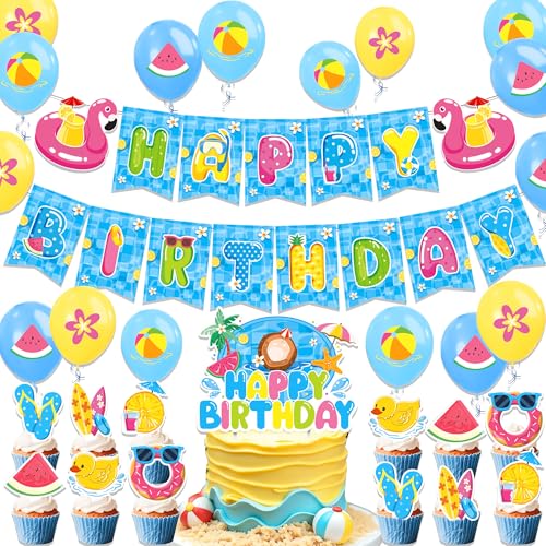 LaVenty Pool Party Sommer Geburtstag Party Dekorationen Banner Strand Pool Dekor Tropische hawaiianische Luftballons Kuchen Cupcake Topper Dekor LaVenty Pool Party Sommer Geburtstag Party Dekorationen Banner Strand Pool Dekor Tropische hawaiianische Luftballons Kuchen Cupcake Topper Dekor von LaVenty