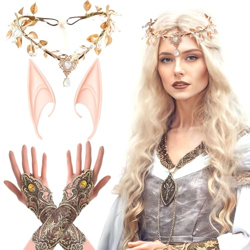 LaVenty Renaissance Elfen Kostüm Spitze Handschuhe Renaissance Kopfbedeckung Waldfee Krone Stirnband Elfenohren Waldelfe Renaissance Halloween Hochzeit Brautdusche LaVenty Renaissance Elfen Kostüm Spitze Handschuhe Renaissance Kopfbedeckung Waldfee Krone Stirnband Elfenohren Waldelfe Renaissance Halloween Hochzeit Brautdusche von LaVenty