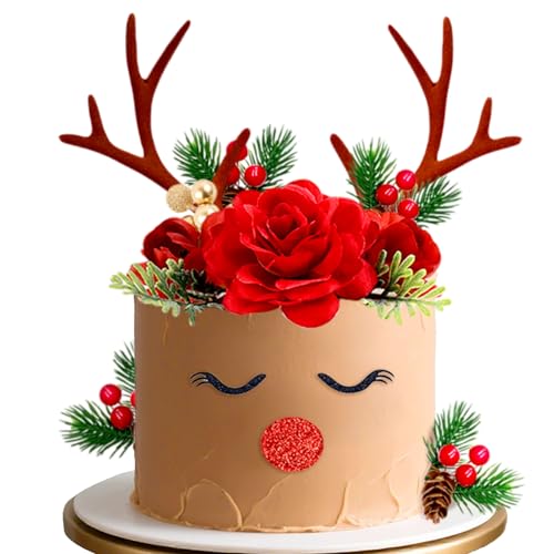LaVenty Rentier-Kuchenaufsätze, Weihnachts-Kuchenaufsatz, Weihnachtsdekoration, Party-Kuchendekorationen für Babyparty, Geburtstag, Partyzubehör LaVenty Rentier-Kuchenaufsätze, Weihnachts-Kuchenaufsatz, Weihnachtsdekoration, Party-Kuchendekorationen für Babyparty, Geburtstag, Partyzubehör von LaVenty