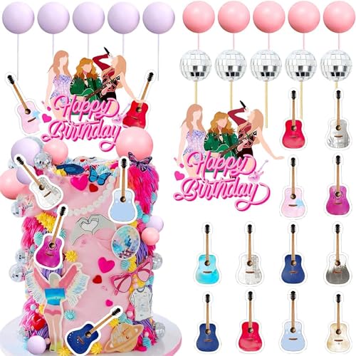 LaVenty Rock Roll Kuchen Dekoration Musiknote Kuchen Topper Gitarre Kuchen Topper Saxophon Kuchen Dekoration Disco Kuchen Dekoration 90er Jahre Kuchen Topper (Amethyst) von LaVenty