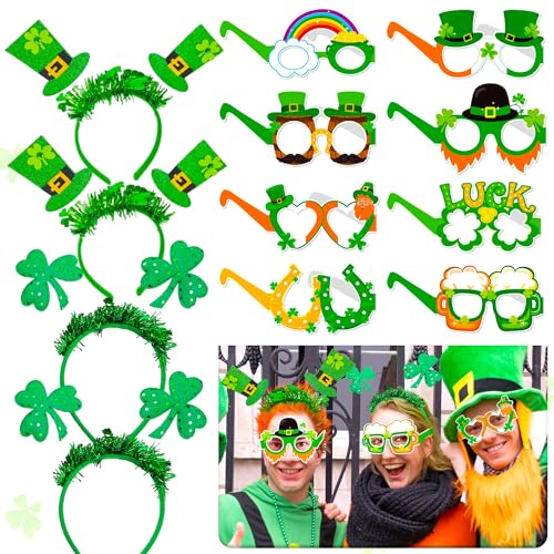 LaVenty 12pcs St. Patrick's Day Photo Booth Requisiten Stirnband Brille St. Patrick's Day Stirnband Irish Shamrock Party Dekoration Zubehör Geschenke für Fotografie Grün Dress up Favors Zubehör LaVenty 12pcs St. Patrick's Day Photo Booth Requisiten Stirnband Brille St. Patrick's Day Stirnband Irish Shamrock Party Dekoration Zubehör Geschenke für Fotografie Grün Dress up Favors Zubehör von LaVenty