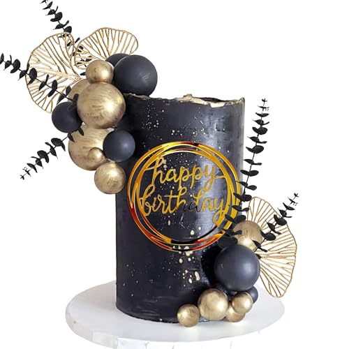 LaVenty Schwarz und Gold Tortendekorationen Gold Geburtstagstorte Topper Männer für Geburtstag Hochzeit Baby Shower Party Dekoration 1920er Party Cake Topper von LaVenty