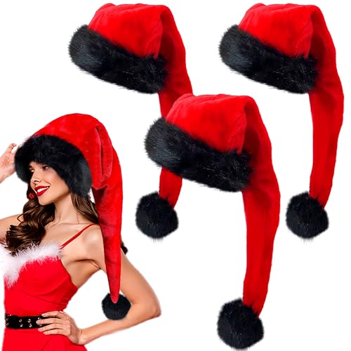 LaVenty Lang Weihnachtsmütze Nikolausmütze Erwachsene Rot Plüsch weihnachtsmann mütze für Weihnachten Partyzubehör Weihnachtsmützen für Herren Damen LaVenty Lang Weihnachtsmütze Nikolausmütze Erwachsene Rot Plüsch weihnachtsmann mütze für Weihnachten Partyzubehör Weihnachtsmützen für Herren Damen von LaVenty
