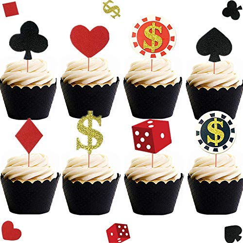 LaVenty Set mit 32 Casino Cupcake Aufsätzen Poker CupcakeTopper zum Geburtstag Kuchen Toppers Casino Poker Würfel Kuchen Dekoration Set schwarz rot Glitter Casino Chips Herz Cupcake Toppers LaVenty Set mit 32 Casino Cupcake Aufsätzen Poker CupcakeTopper zum Geburtstag Kuchen Toppers Casino Poker Würfel Kuchen Dekoration Set schwarz rot Glitter Casino Chips Herz Cupcake Toppers von LaVenty