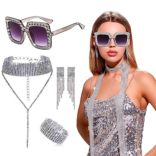 LaVenty Silbrig Disco Outfits Disco Cowgirl Kostüme Mamma Mia Outfits For Women 90er Jahre Party Outfit Damen Abba Kostüme Disco Party Accessories LaVenty Silbrig Disco Outfits Disco Cowgirl Kostüme Mamma Mia Outfits For Women 90er Jahre Party Outfit Damen Abba Kostüme Disco Party Accessories von LaVenty