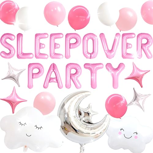 LaVenty Sleepover Ballon Übernachtungsparty Dekoration Sleepover Zubehör Für Mädchen Mondstern Für Mädchen Pyjamaparty Dekoration Für Geburtstag Babyparty Brautparty von LaVenty