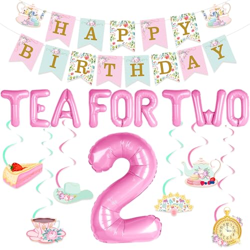 LaVenty Tea For Two Partydekorationen Teeparty-Dekorationen Teeparty-Luftballons Teeparty-Geburtstagsdekorationen Teeparty-Banner LaVenty Tea For Two Partydekorationen Teeparty-Dekorationen Teeparty-Luftballons Teeparty-Geburtstagsdekorationen Teeparty-Banner von LaVenty