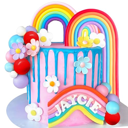 LaVenty Tortendeko Macaroon Regenbogen Ball Kuchen Toppers Pastell Farbe Kugeln Cupcake Toppers für Geburtstag BabyDusche Hochzeit Party von LaVenty