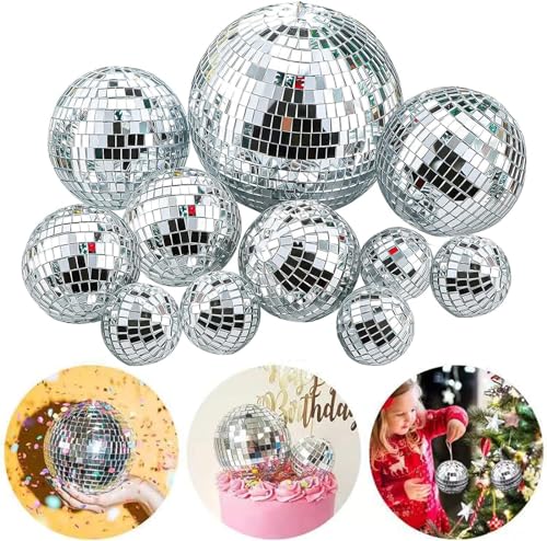 11 Stück Disco Spiegel Ball,Discokugel Silber Hängekugel Spiegelkugel,Mirrorball Glänzende Disco Ball 11 Stück Disco Spiegel Ball,Discokugel Silber Hängekugel Spiegelkugel,Mirrorball Glänzende Disco Ball von Labbe