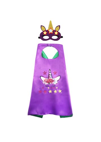 Einhorn Capes Maske Capes Party Accessoires Geschenk Mädchen Jungen (lila，70 * 70cm) von Labbe