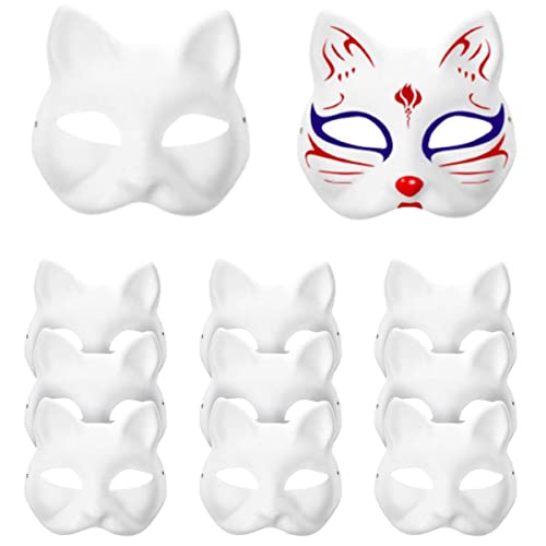 Labstandard Cat Mask Maskerade Cat Masks DIY Paintable Blank Masks Halloween White Cat Unpainted Masks White Cat Masks Half for Party Favors, Masquerade Prop, Cosplay (10PCS) von Labstandard