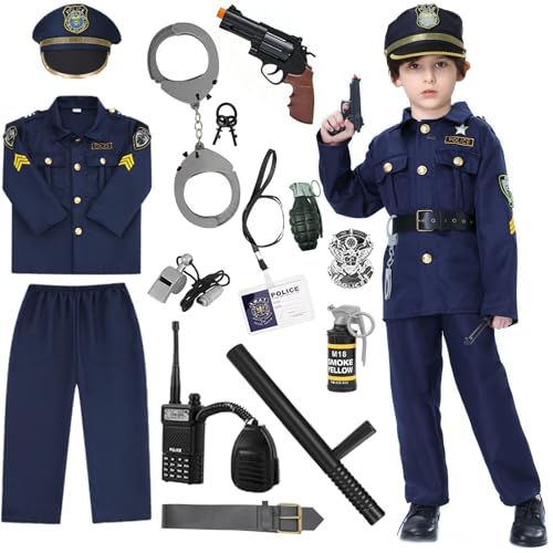 Ladhow Polizist Kostüm Kinder Polizei Kleidung Weihnachten Halloween Karneval polizeikostüm Spielzeug Set von Ladhow