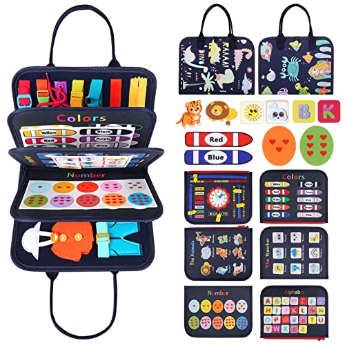 Ladiwanka Busy Board für Kleinkinder im Alter von 1 2 3 4 Jahren, Montessori-Spielzeug, Vorschul-Lebenskompetenzen, sensorisches Brett, Kleid Feinmotorik, Farbe in einem, tragbares Reisegeschenk, um Ladiwanka Busy Board für Kleinkinder im Alter von 1 2 3 4 Jahren, Montessori-Spielzeug, Vorschul-Lebenskompetenzen, sensorisches Brett, Kleid Feinmotorik, Farbe in einem, tragbares Reisegeschenk, um von Ladiwanka