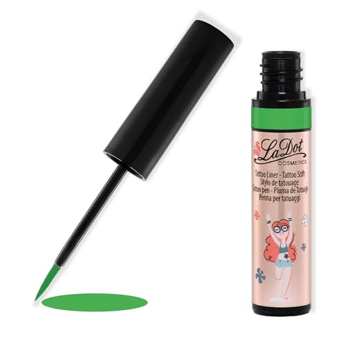 LaDot Tattoo Liner für Kinder und Erwachsene, wasserfester Liner für Body und Arm, temporäre fake Tattoos zum Selbstgestalten und Verzieren, Vegan und hypoallergen, 4 ml, Grün von Ladot