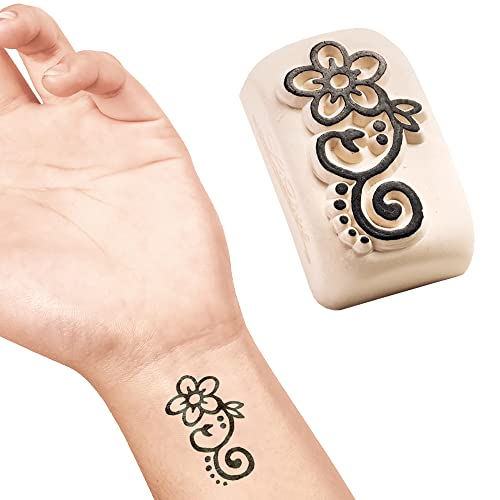 LaDot Tattoo für Kinder und Erwachsene, temporäre hautfreundliche fake Tattoos, Tattoo-Stempel ohne Nadeln für Körper und Arm, wasserfest, Keramikstempel Kringelblume LaDot Tattoo für Kinder und Erwachsene, temporäre hautfreundliche fake Tattoos, Tattoo-Stempel ohne Nadeln für Körper und Arm, wasserfest, Keramikstempel Kringelblume von Ladot