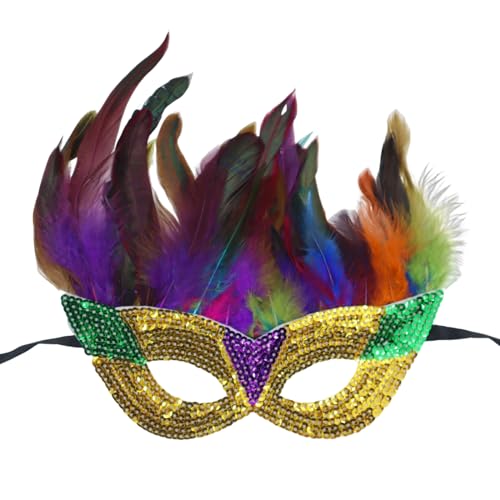 Lady of Luck Feder Maske Venezianische, Karneval Party Damen Maskerade für Halloween Cosplay Kostüm Accessoire Party Ball von Lady of Luck
