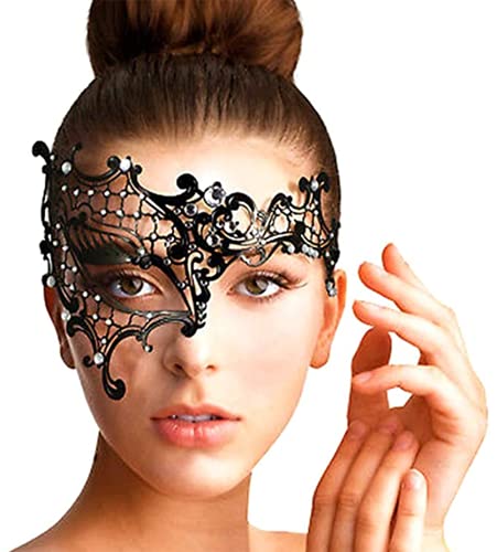 Lady of Luck Maske Metall Schwarz venezianischen Maskerade Maske Kristallen für Frauen von Lady of Luck