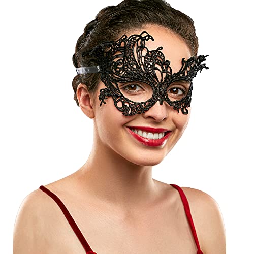 Lady of Luck Maske Venezianische Damen Spitze Masken Augenmaske Schwarz Spitzenmaske Venezianisch für Maskerade Karneval Party Maske von Lady of Luck
