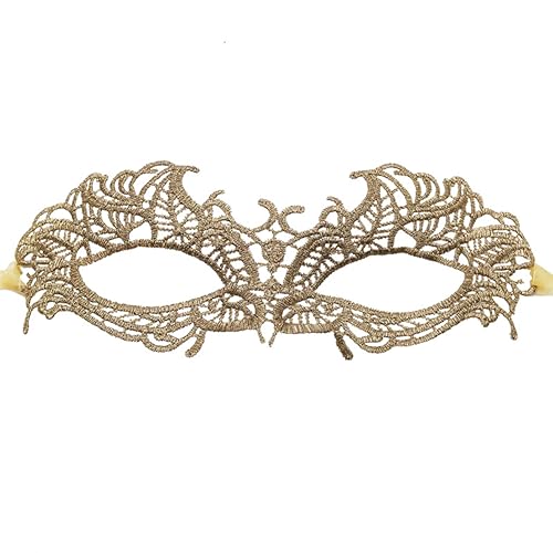 Lady of Luck Maskerade Maske Spitzenmaske, Damen Spitze Maske Venezianische Sexy Lace Mysteriös Maske für Halloween Karneval Party Kostüm Ball (Goldene von Lady of Luck