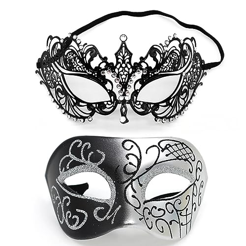 Lady of Luck Maskerade Paar Masken Venezianische Maske Set Maskerade Ball Maske Karneval Maskerade Maske für Frauen Männer Party Prom Ball Halloween von Lady of Luck
