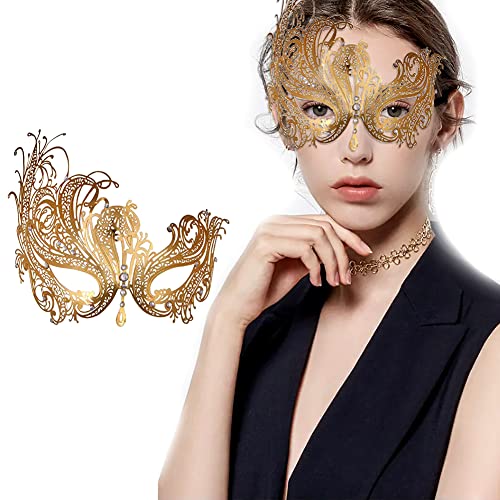 Lady of Luck Venezianische Maske Metall, Maskerade Maske Damen Metall Masken Ball Masken Ideal für Partys und Maskeraden von Lady of Luck