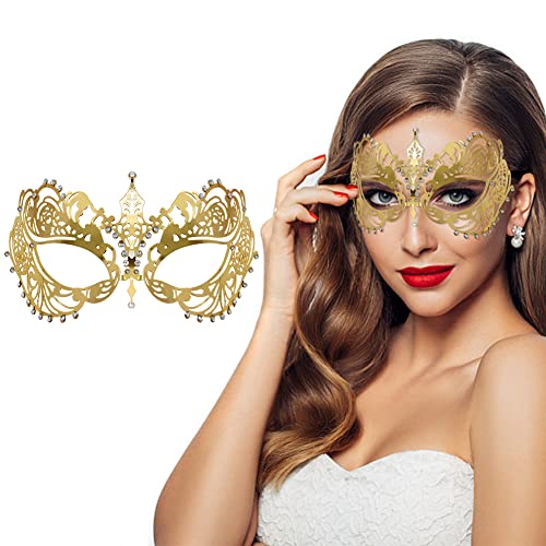 Lady of Luck Venezianische Maskerade Maske Damen Metall Maske Halloween Maske für Maskenball Karneval Party Maske mit Strasssteinen von Lady of Luck