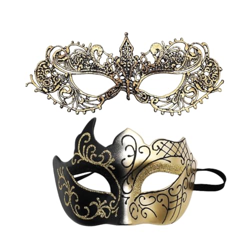 Lady of Luck Venezianischen Paar Masquerade Maske, Damen Maskerade Masken Party Karneval Paar Or Vintage Spitze Mask für Halloween Weihnachten Abschlussball Party von Lady of Luck