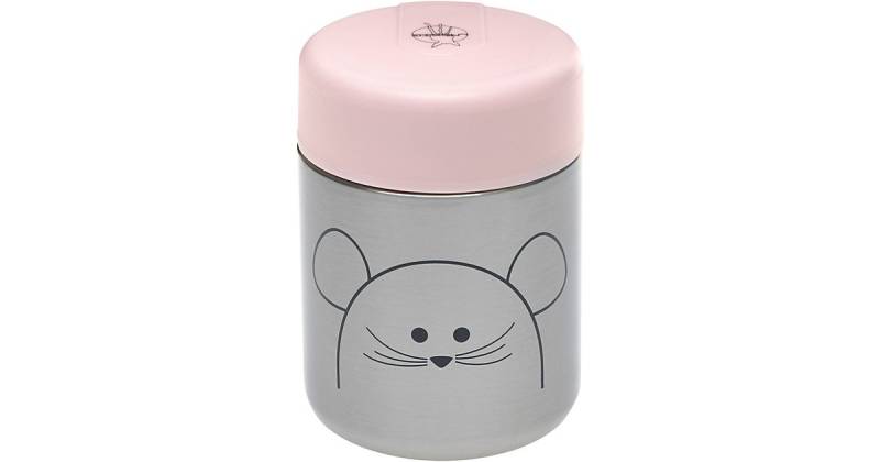 Edelstahl Thermobehäter Food Jar Little Chums Mouse, 315 ml rosa von Lässig