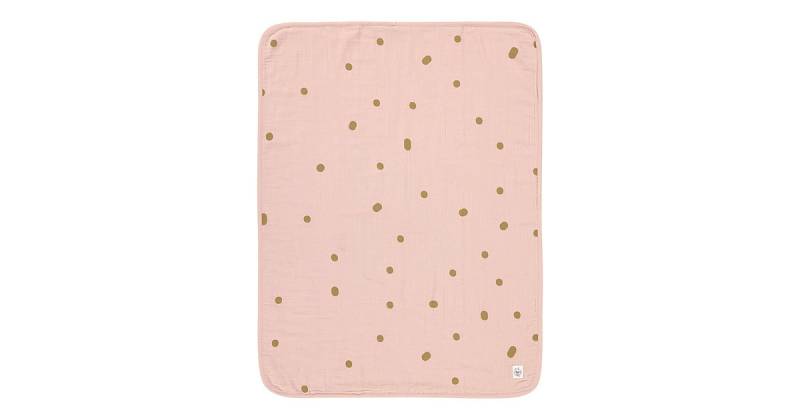 Babydecke GOTS dots powder pink, 75 x 100 cm, Musselin von Lässig