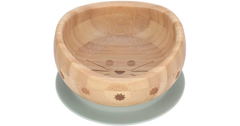 Esslernschale/Kinderschüssel Little Chums Cat, Bambus mit Silikonring grau von Lässig
