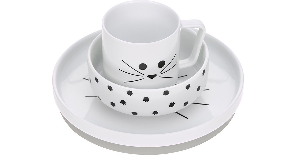 Kindergeschirrset Little Chums Cat, 3-tlg. weiß von Lässig