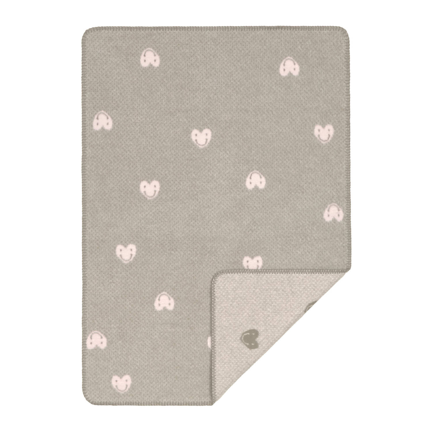 Lässig - Babydecke 75x100cm "Herz" taupe-rosa von Lässig