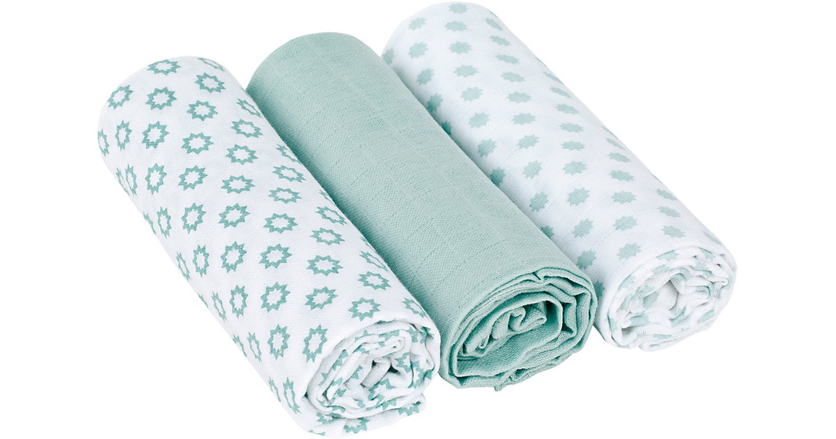 Mulltuch/Spucktuch Little Chums Stars light mint, 85 x 85 cm, 3 Stück Mulltuch/Spucktuch Little Chums Stars light mint, 85 x 85 cm, 3 Stück von Lässig
