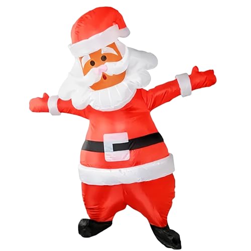 LafaVida Aufblasbares riesiges Weihnachtsmann-Ganzkörper-Weihnachtskostüm, Anzug für Erwachsene und Jugendliche, 1,3 m - 2 m, lustiges aufblasbares Outfit von LafaVida
