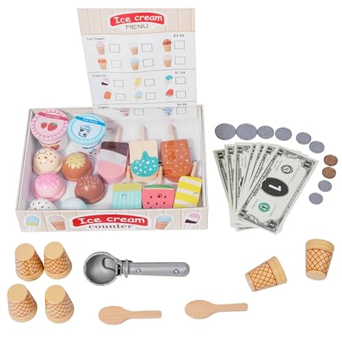 Eisdiele Kinder Holz, Holzspielzeug Spielküche Zubehör Kinderküche Zubehör ab 3 Jahre, Eisladen Kinder Rollenspiele Holzspielzeug mit Spielgeld Münze, Eisdiele Kinder Holz Spielzeug Jungen Mädchen Eisdiele Kinder Holz, Holzspielzeug Spielküche Zubehör Kinderküche Zubehör ab 3 Jahre, Eisladen Kinder Rollenspiele Holzspielzeug mit Spielgeld Münze, Eisdiele Kinder Holz Spielzeug Jungen Mädchen von Lagriner
