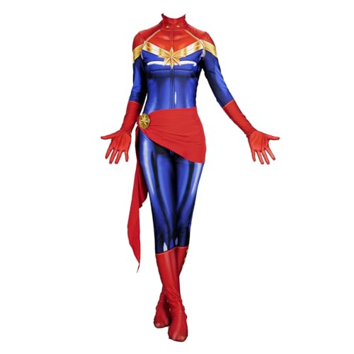 Lahnimm Superhelden-Kostüm für Damen und Mädchen, Halloween, Spandex, Overall, Kostüm, 3D-Stil, Cosplay-Anzug (Rot, Erwachsene, 3XL) von Lahnimm