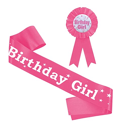 Lahviuu 2 pcs Geburtstag Schärpe Mädchen Birthday Girl Schärpe Birthday Girl Abzeichen Party Zubehör Dekoration für Frauen Kinder Geburtstags Party(Rot) von Lahviuu