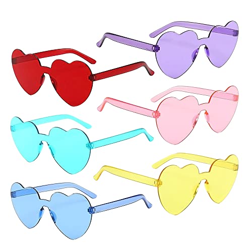 Lahviuu Herzbrille,6 Stück Randlose Herz Brille Sonnenbrille Lustig Partybrille Herzförmige Hippie Brille,für Fasching Geburtstagsfeier Kleid Zubehör Foto Requisiten von Lahviuu