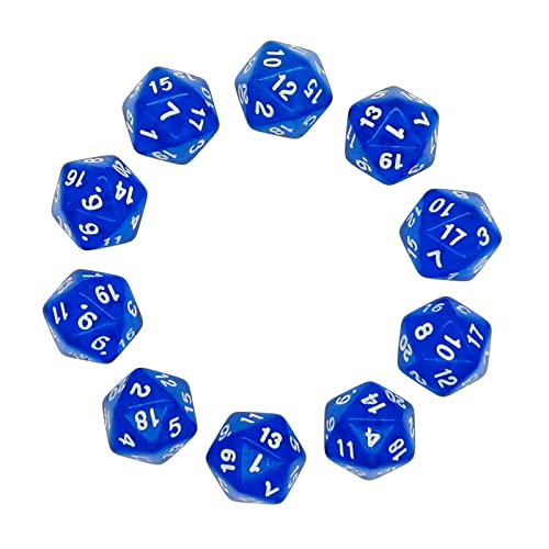 Würfel,10 pcs d20 Polyedrische Würfel Dice Set Vieleck Würfel für Dungeon und Dragons Pathfinder DND RPG MTG 20mm Transparent Blau von Lahviuu