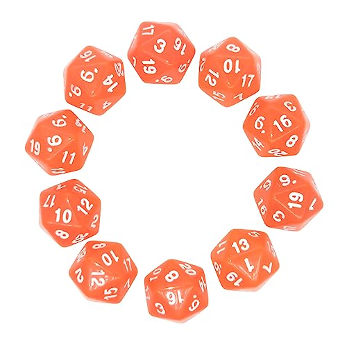 Würfel,10 pcs d20 Polyedrische Würfel Dice Set Vieleck Würfel für Dungeon und Dragons Pathfinder DND RPG MTG 20mm Transparent Orange von Lahviuu