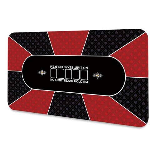 LaiEr Pokermatte10 Spieler Texas Hold'em Gummimatte Pokeroberseite Matte für Tabelle Faltbare bewegliche Pokertischanordnung für Pokerspiele Blackjack Kasino,(240 * 120 * 0.2cm,Rot) von LaiEr