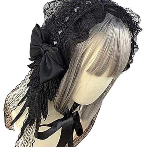 Gothic Punk Spitze Schleife Stirnband mit Kreuzen Flügel Designs Haarschmuck für Frauen Mädchen Cosplay Event Outfits Gothic Punk Spitze Schleife Stirnband mit Kreuzen Flügel Designs Haarschmuck für Frauen Mädchen Cosplay Event Outfits von Laikoutd