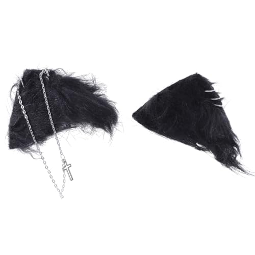 Laikoutd Anime Haircip Plüsch Katze Ohrhaarpins Punkstil Tasselscross Hair Pin Cosplay Kostüm Haare Barrettes Teenager Haare Dekore Gothic Stirnband Haarzubehör von Laikoutd