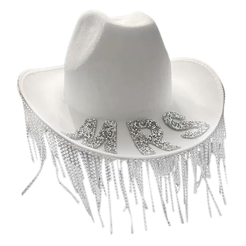 Laikoutd Cowboyhut mit Fransen für Braut, Brautjungfern, Strass, Cowboyhut, Rollenspiel, Kostüm, Halloween, Party, Kopfbedeckung, Haarschmuck Laikoutd Cowboyhut mit Fransen für Braut, Brautjungfern, Strass, Cowboyhut, Rollenspiel, Kostüm, Halloween, Party, Kopfbedeckung, Haarschmuck von Laikoutd