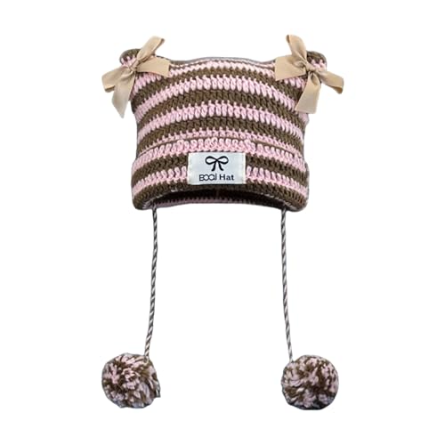 Laikoutd Häkulierter Schädelhut Für Halloween Aktivität Strickhut Mit Bögen Pullover Cosplay Teufel Schädelkappen 2000er Jahre Teufel von Laikoutd